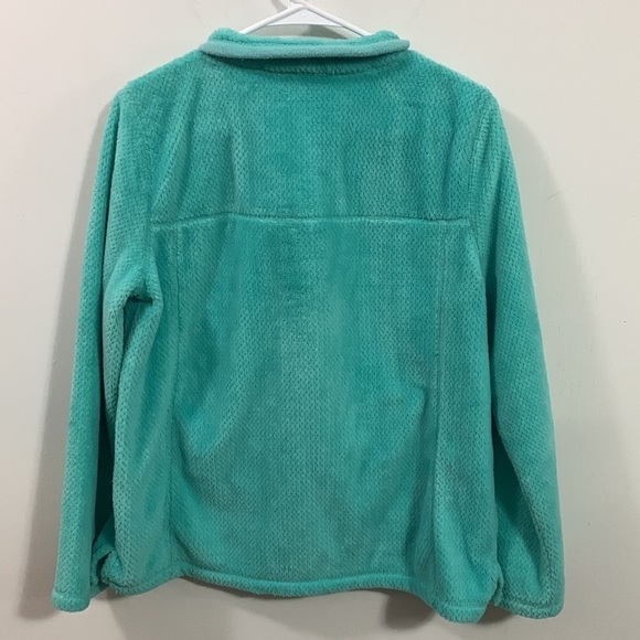 Talbots Super Soft Fleece quarter zip, excellent condition greenish turquoise - Picture 3 of 5